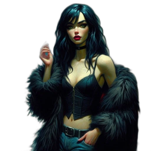 jacket, concept art, comic book art, fantasy art, cyberpunk, neon lights, dark, enigmatic transparent PNG cut-out