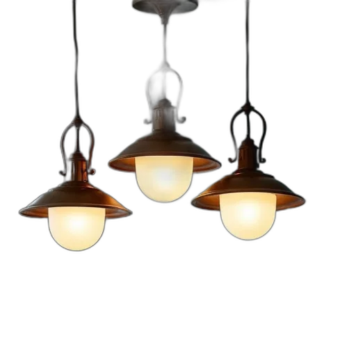 3d render, photorealistic, earth tones, set, three, hanging, light, fixtures transparent PNG cut-out