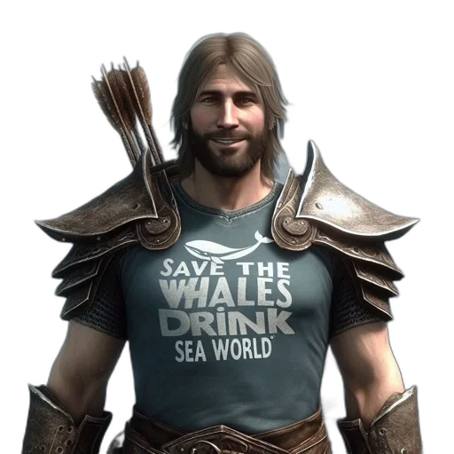 sword, weapon, concept art, fantasy art, 3d render, bearded, male, character transparent PNG cut-out