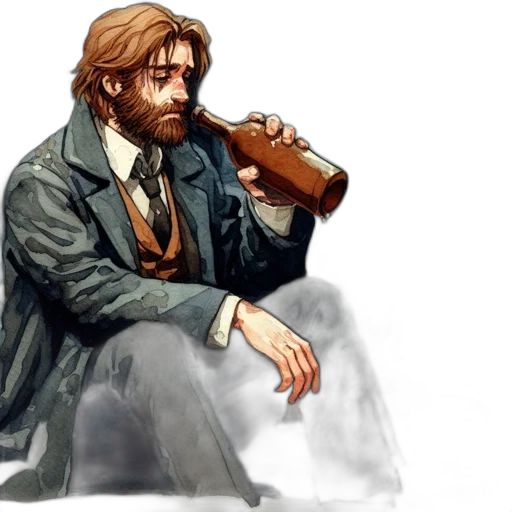 concept art, fantasy art, pixel art, watercolor, distressed, man, unkempt, appearance transparent PNG cut-out