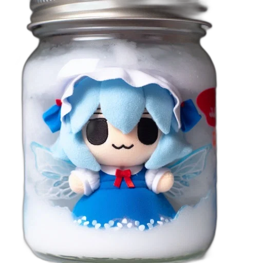 bottle, creature, dress, food, 3d render, concept art, anime, blue transparent PNG cut-out