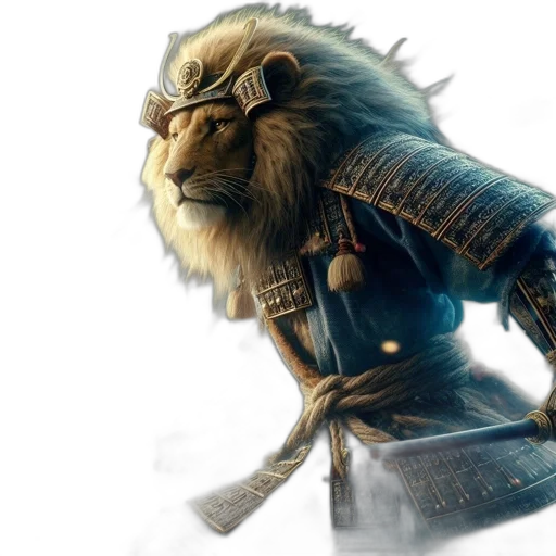 dragon, sword, fantasy art, concept art, photorealistic, 3d render, armored, lion transparent PNG cut-out