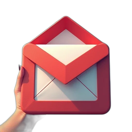 3d render, red, gma, email, app, icon transparent PNG cut-out