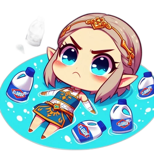 pixel art, vaporwave, concept art, anime, blue, stylized, character, elf-like transparent PNG cut-out