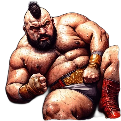 comic book art, concept art, fantasy art, photorealistic, muscular, man, mohawk, thick transparent PNG cut-out
