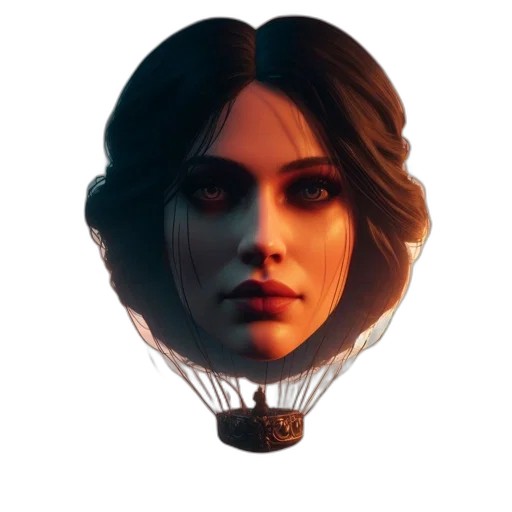 face, mask, crown, hair, concept art, fantasy art, pixel art, photorealistic transparent PNG cut-out