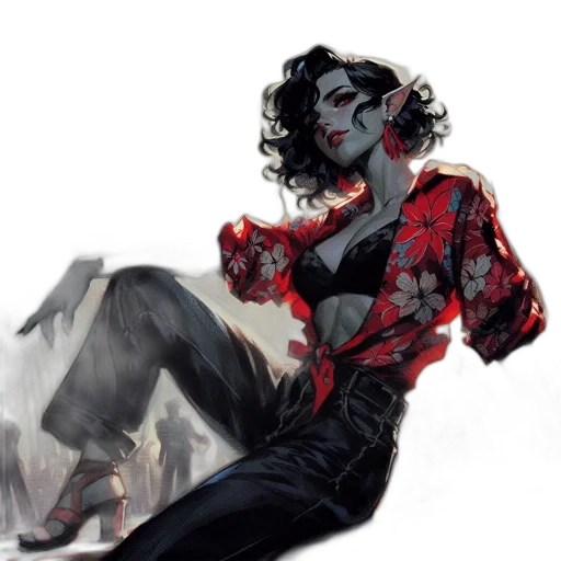 dress, comic book art, concept art, fantasy art, watercolor, fire, red, dark transparent PNG cut-out