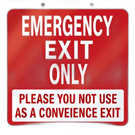 staff, red, white, striped, sign, words, emergency, exit transparent PNG cut-out