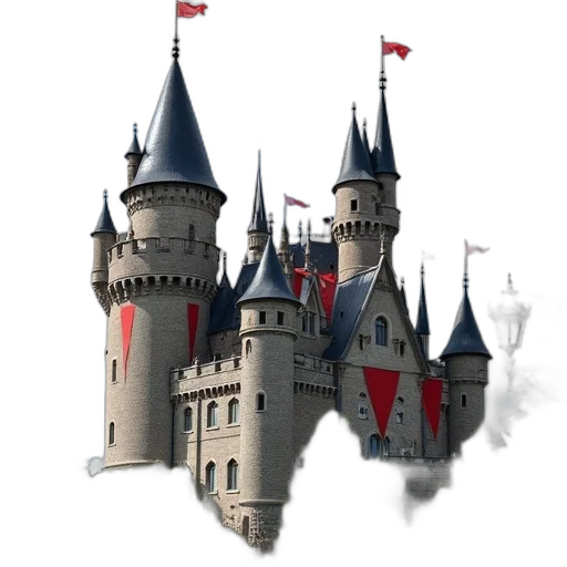 building, crown, staff, 3d render, concept art, fantasy art, photorealistic, fog transparent PNG cut-out