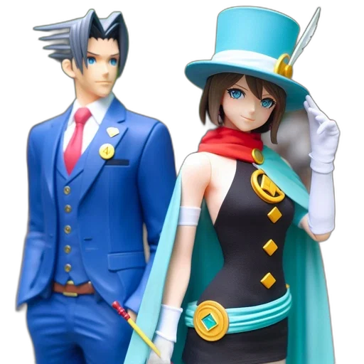 concept art, 3d render, anime, fantasy art, blue, two, characters, pose transparent PNG cut-out