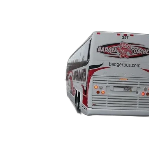 3d render, badger, coaches, bus, parked, side, road, large transparent PNG cut-out