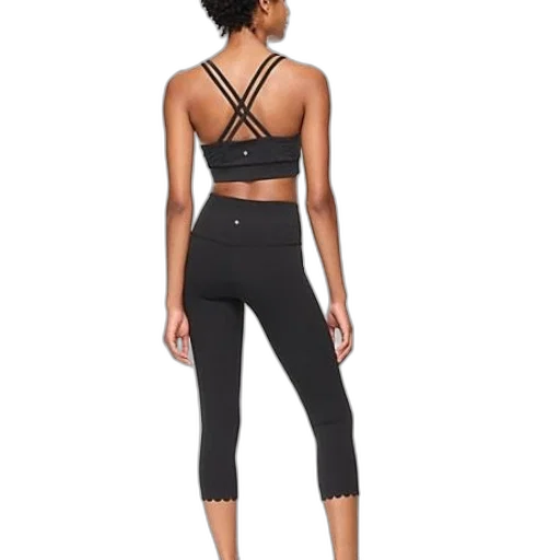 woman, wearing, black, sports, bra, crisscross, straps, matching transparent PNG cut-out
