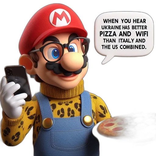 weapon, food, robot, mask, 3d render, concept art, mario, video transparent PNG cut-out