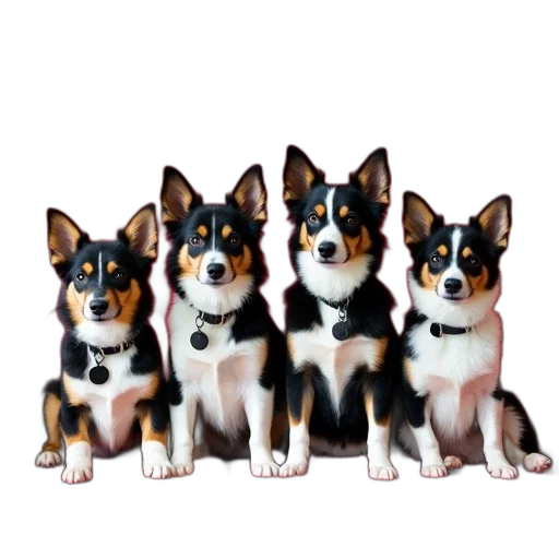 staff, animal, 3d render, photorealistic, oil painting, pixel art, group, four transparent PNG cut-out