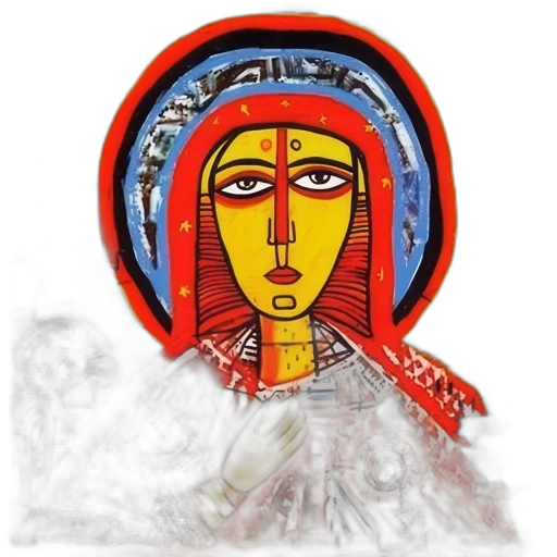 face, concept art, fantasy art, female, figure, halo, depicted, center transparent PNG cut-out