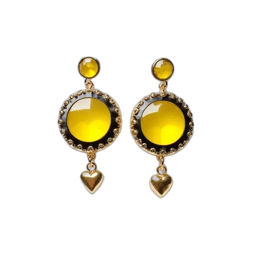 jewelry, pair, earrings, yellow, gold, color, scheme, featuring transparent PNG cut-out