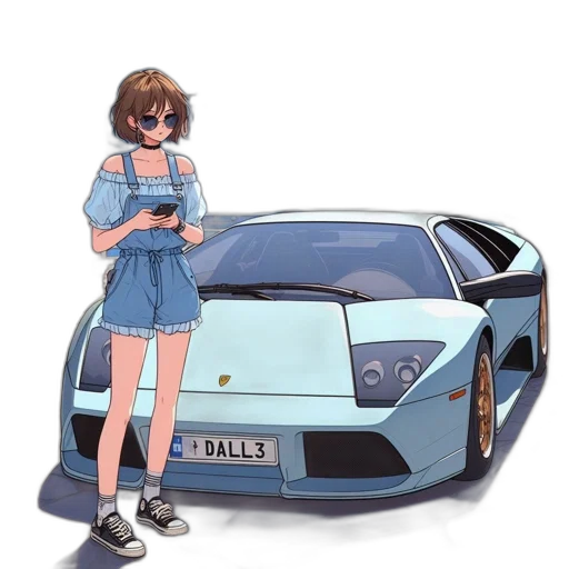 car, dress, jacket, robot, anime, vaporwave, cartoon, concept art transparent PNG cut-out