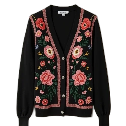 jacket, lanvin, embroidered, neck, cardigan, sweater transparent PNG cut-out