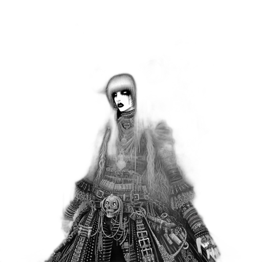 mask, robot, dress, jacket, fantasy art, pencil sketch, concept art, photorealistic transparent PNG cut-out