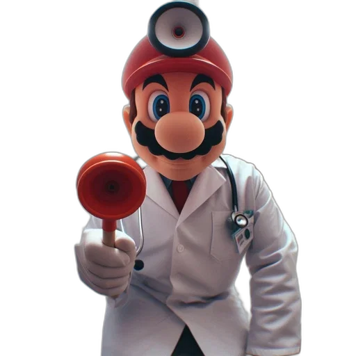 staff, mask, weapon, hat, 3d render, concept art, mario, dressed transparent PNG cut-out