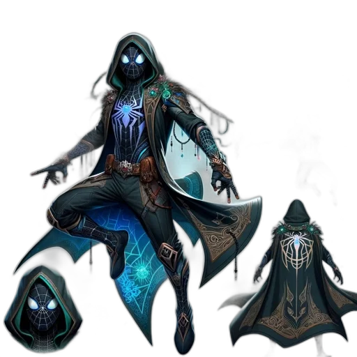 staff, mask, concept art, fantasy art, cyberpunk, pixel art, dark, blue transparent PNG cut-out