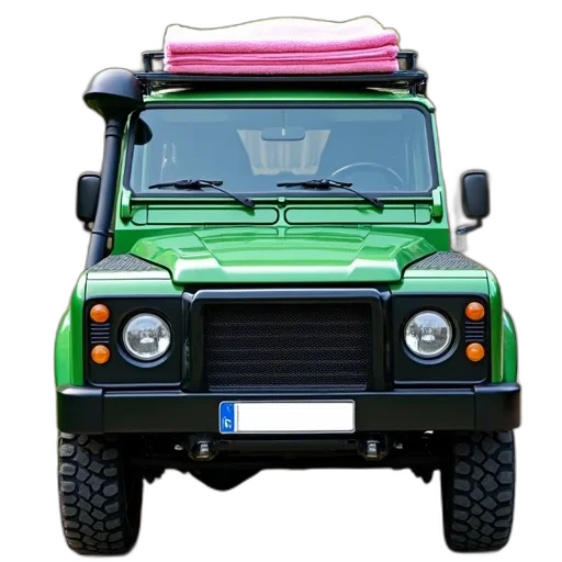 car, 3d render, neon, green, suv, black, bumper, white transparent PNG cut-out
