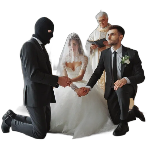 mask, dress, weapon, umbrella, couple, wed, traditional, fashion transparent PNG cut-out
