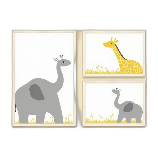 concept art, earth tones, golden, yellow, gray, nursery, wall, art transparent PNG cut-out