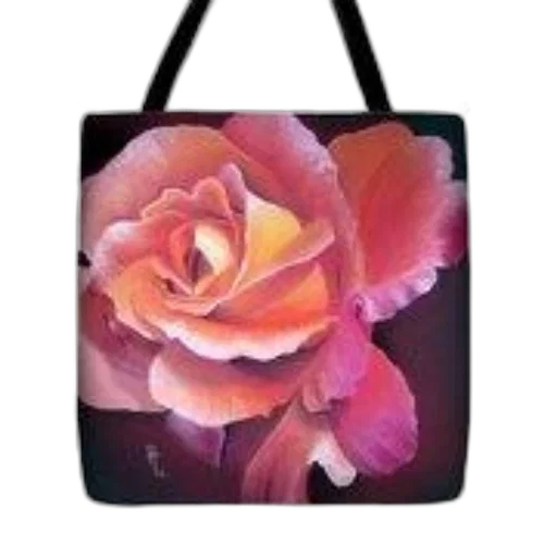 photorealistic, oil painting, tote, bag, features, vibrant, painting, rose transparent PNG cut-out