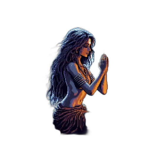 fantasy art, concept art, pixel art, comic book art, fire, blue, woman, tribal transparent PNG cut-out
