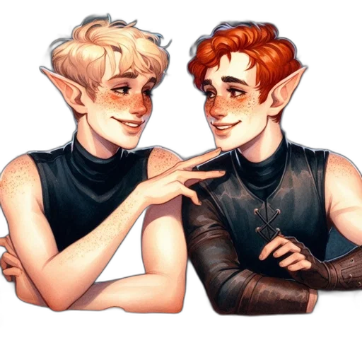 fantasy art, concept art, pixel art, watercolor, dark, two, anthropomorphic, characters transparent PNG cut-out