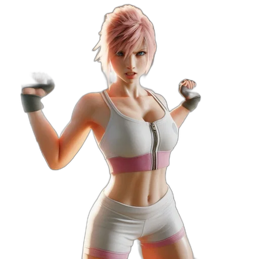 concept art, 3d render, cyberpunk, pixel art, pastel, animated, female, character transparent PNG cut-out