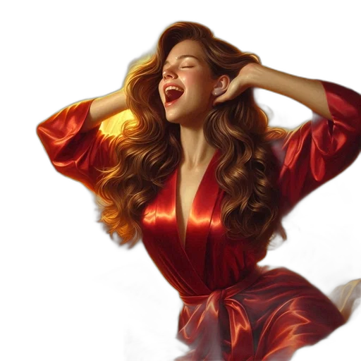photorealistic, oil painting, concept art, cartoon, red, laughter, illuminates, face transparent PNG cut-out