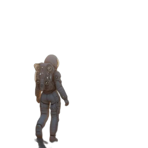 jacket, staff, robot, weapon, 3d render, concept art, cyberpunk, pixel art transparent PNG cut-out