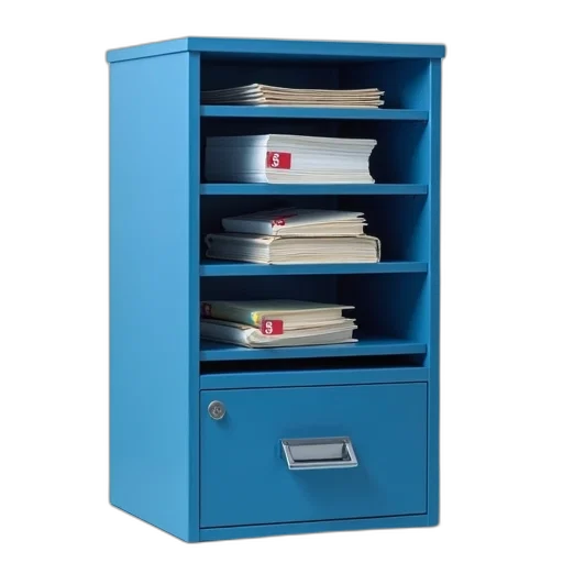 furniture, blue, filing, cabinet, closed, drawer, right, side transparent PNG cut-out