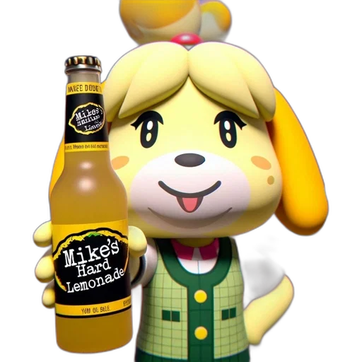 bottle, animal, food, staff, 3d render, concept art, pixel art, golden transparent PNG cut-out