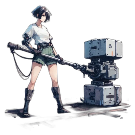weapon, robot, staff, sword, concept art, cyberpunk, pixel art, fantasy art transparent PNG cut-out