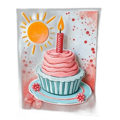 3d render, photorealistic, pastel, stampin, create, birthday, card transparent PNG cut-out