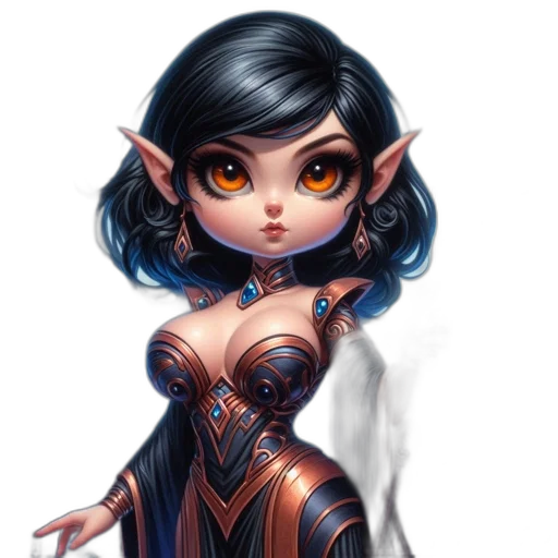 dress, fantasy art, concept art, pixel art, comic book art, elf-like, character, pointed transparent PNG cut-out