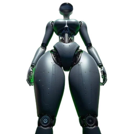 robot, dress, creature, concept art, 3d render, cyberpunk, green, large transparent PNG cut-out