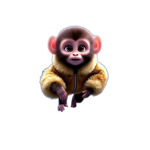 jacket, animal, creature, staff, 3d render, concept art, photorealistic, pixel art transparent PNG cut-out