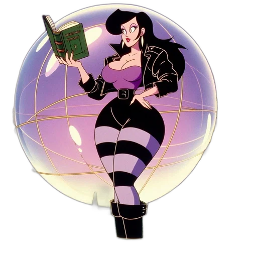 comic book art, cartoon, concept art, cyberpunk, animated, female, figure, stands transparent PNG cut-out