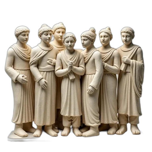 staff, 3d render, concept art, detailed, textured, sculpture, group, figures transparent PNG cut-out