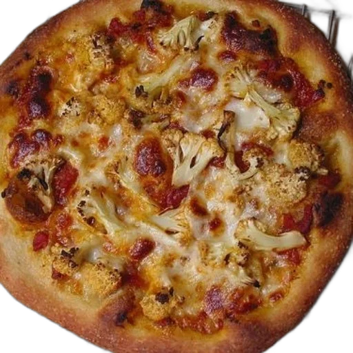 food, weapon, crown, photorealistic, freshly, baked, pizza, cauliflower transparent PNG cut-out