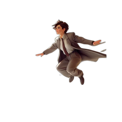 jacket, staff, 3d render, concept art, comic book art, cartoon, underwater, dapper transparent PNG cut-out