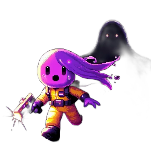 mask, creature, staff, robot, pixel art, concept art, fantasy art, 3d render transparent PNG cut-out