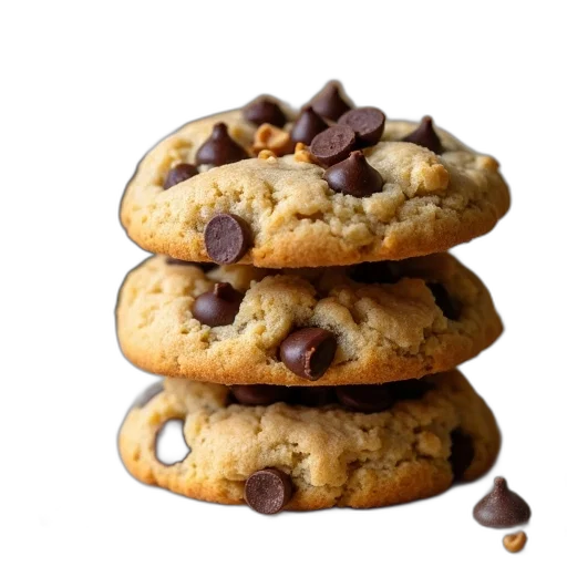 food, photorealistic, 3d render, stack, three, cookies, crumbly, texture transparent PNG cut-out