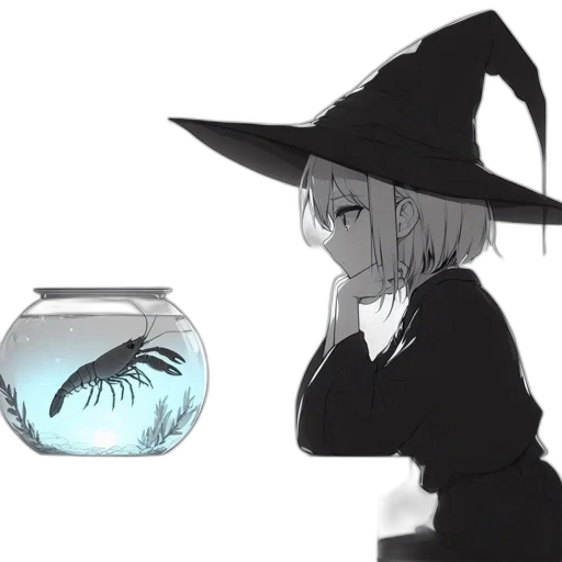 hat, dress, creature, mask, anime, concept art, fantasy art, pixel art transparent PNG cut-out