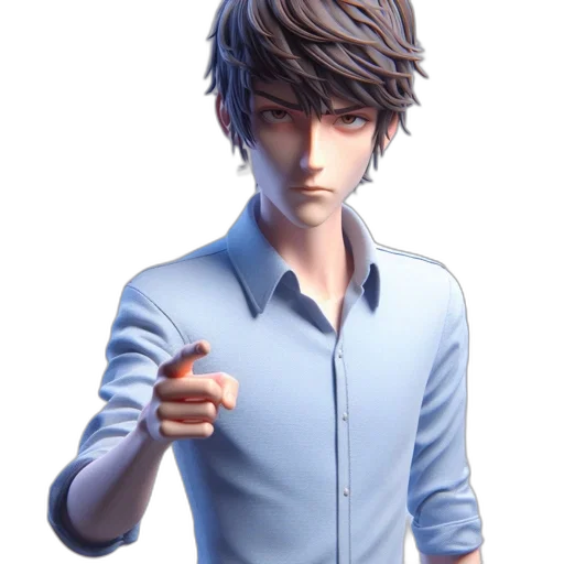 staff, jacket, face, 3d render, concept art, cartoon, photorealistic, blue transparent PNG cut-out