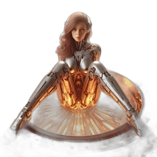 robot, dress, crown, jewelry, concept art, fantasy art, 3d render, comic book art transparent PNG cut-out